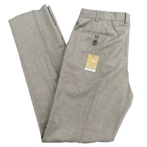 NEW Santorelli Romeo Mens 40 Tan Virgin Wool Stretch Dress Pants Italy S1307 NWT